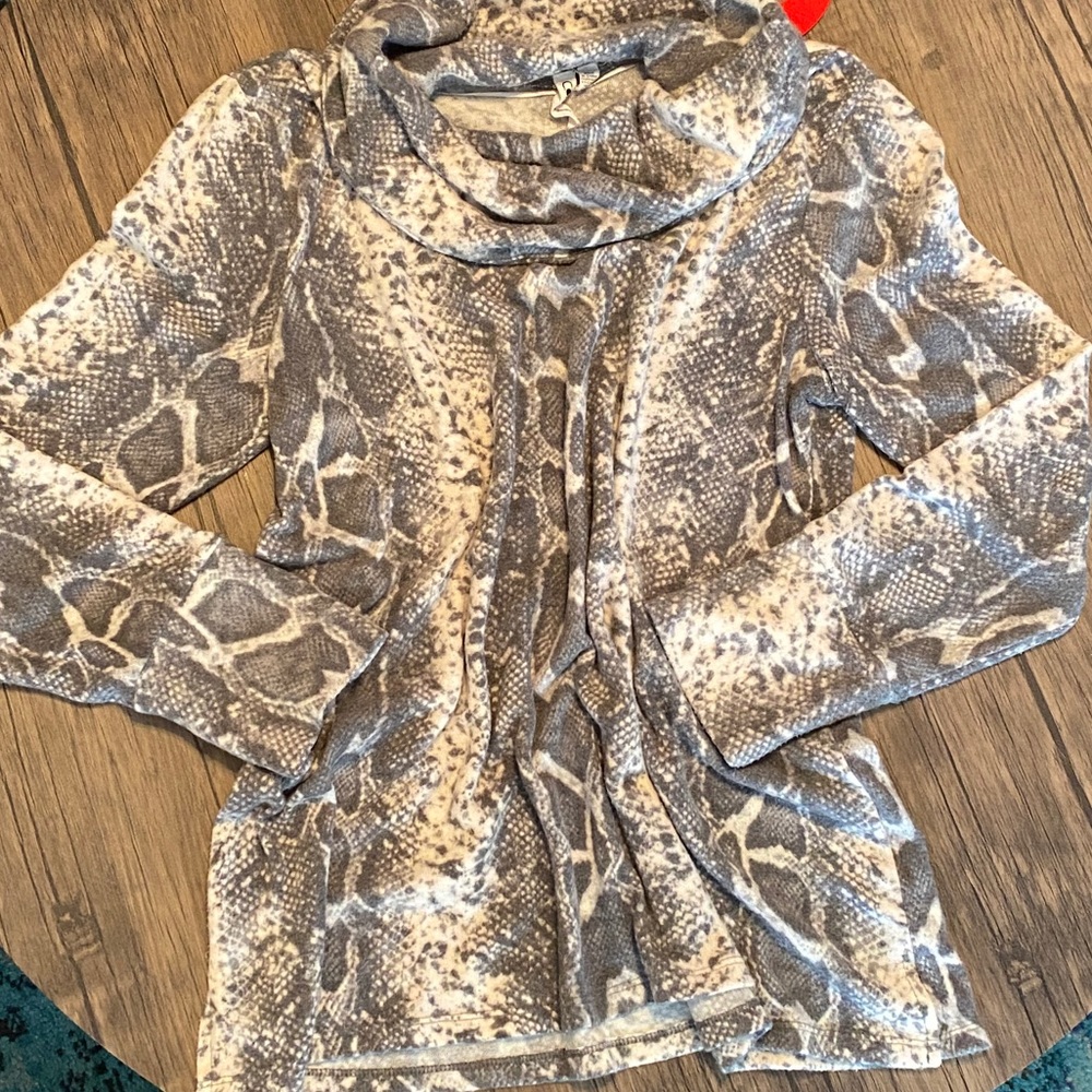 Snakeskin print turtleneck sweater